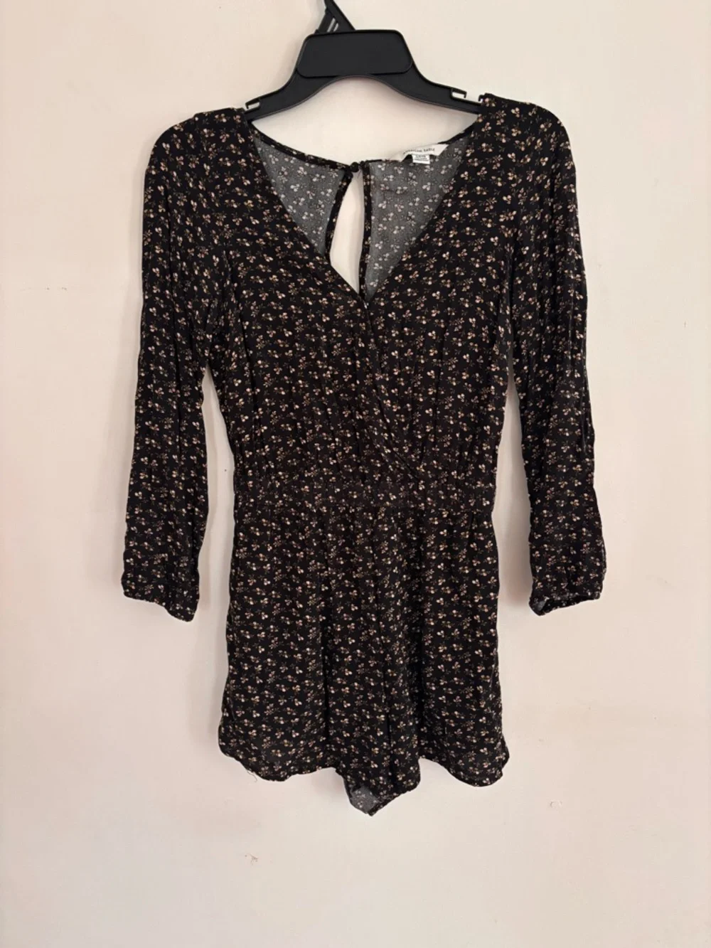 American Eagle Floral Romper Small Boho Long Sleeve